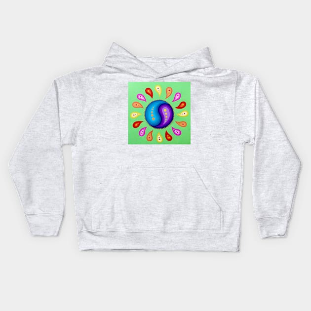 Psychedelic Yinyang Mandala Kids Hoodie by SoozieWray